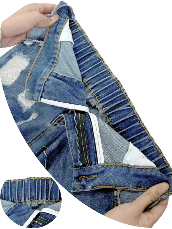 Ripped-Print Jeans