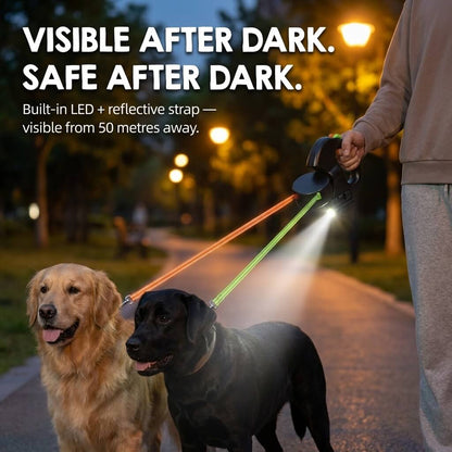 DuoWalk™ — Dual Retractable Dog Leash for 2 Dogs