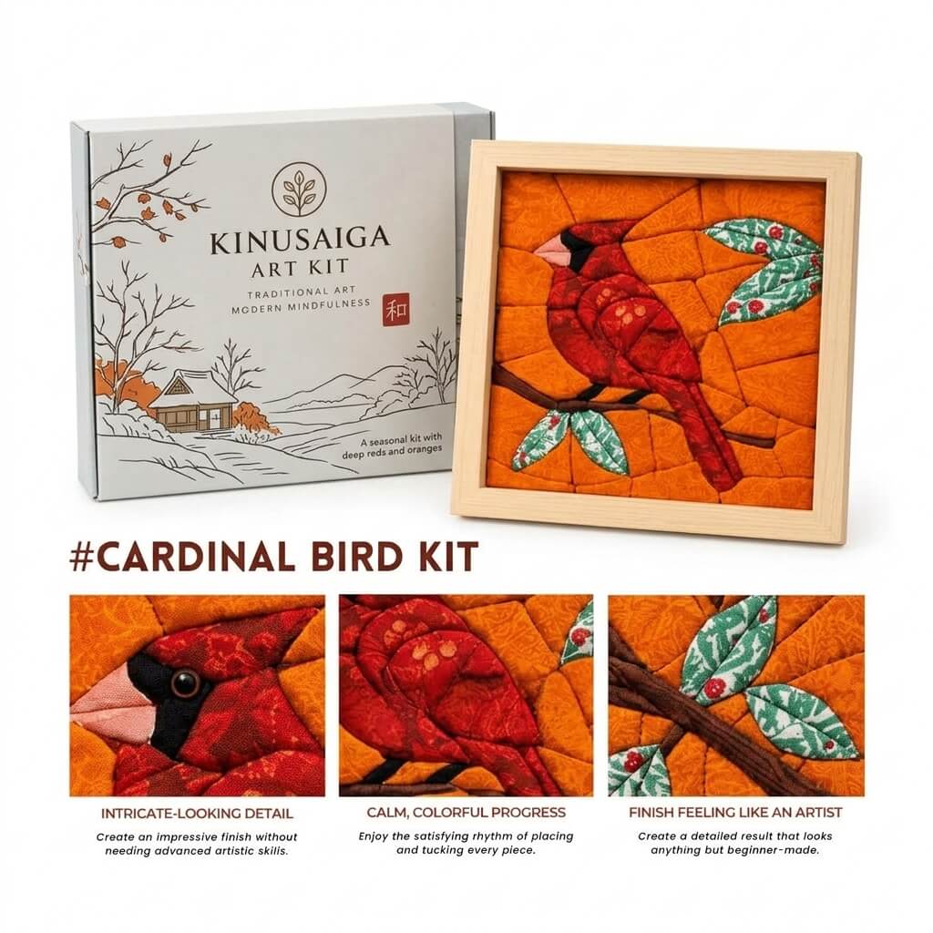 Japanese Kinusaiga Fabric Art Kit – Create Beautiful Fabric Art Without Sewing