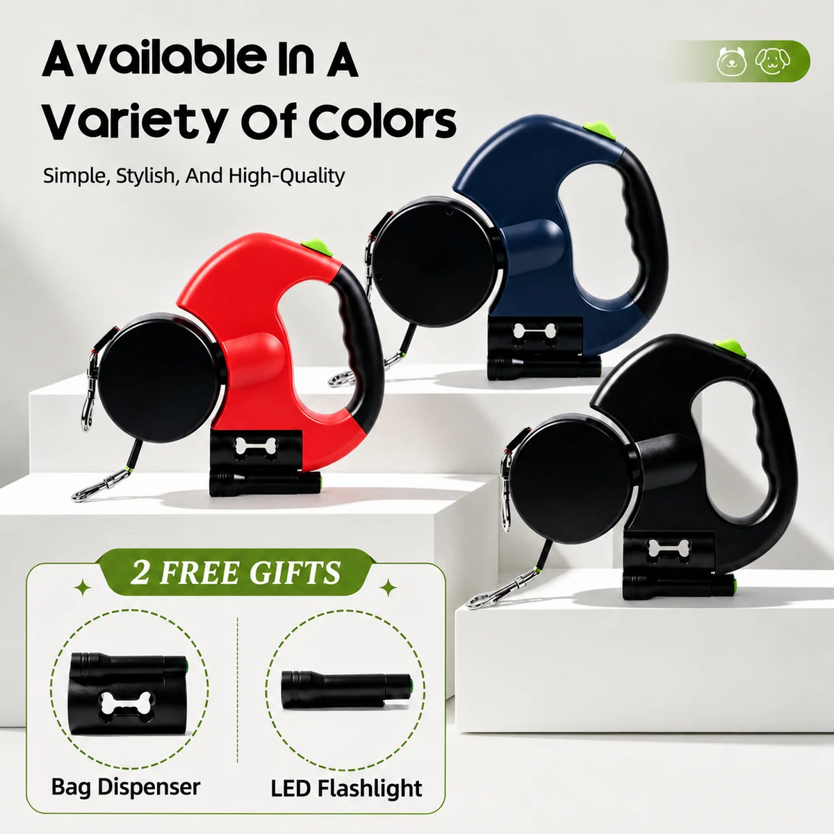 DuoWalk™ — Dual Retractable Dog Leash for 2 Dogs