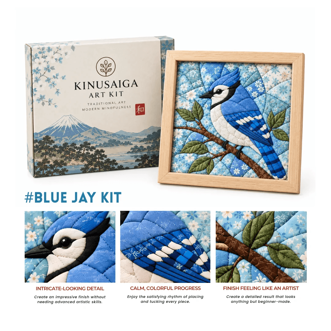 Japanese Kinusaiga Fabric Art Kit – Create Beautiful Fabric Art Without Sewing