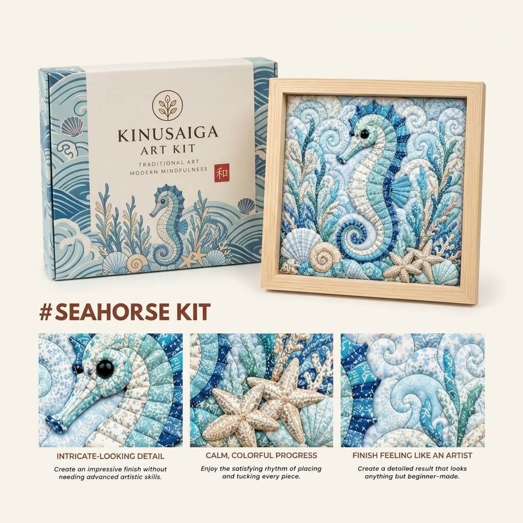 Japanese Kinusaiga Fabric Art Kit – Create Beautiful Fabric Art Without Sewing